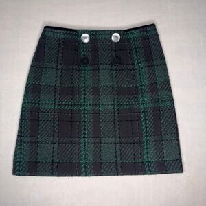 Black & Green KooKai Tweed Mini Skirt
